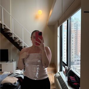 Topshop Pink Sequin Tube Top